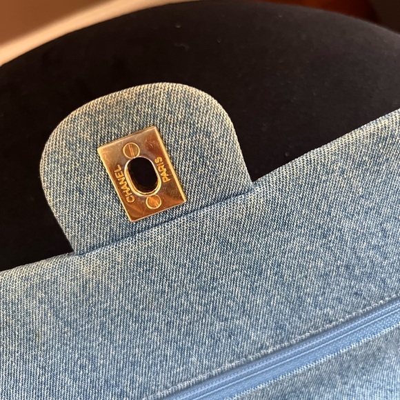 SOLD📌VTG CHANEL 1991 CLASSIC DENIM MEDIUM FLAP BAG PURSE CC TURN LOCK 24k - Picture 14 of 16